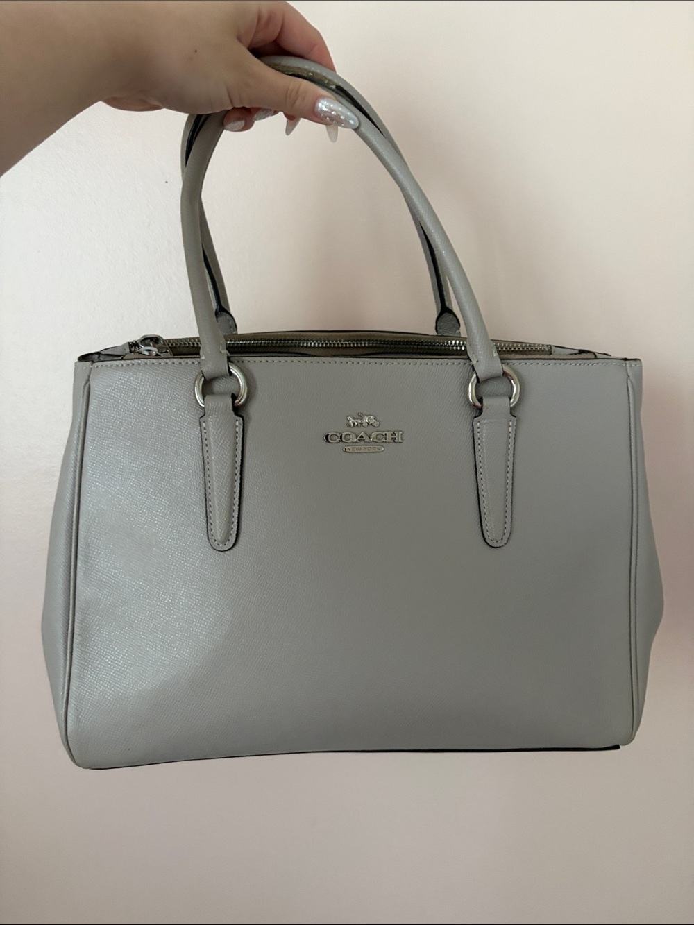 Coach Light Grey Leather Bag